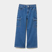 Jeans cargo large coton Creeks denim stone fille