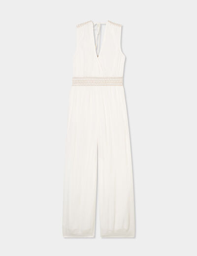 Combinaison pantalon dos en V blanc femme