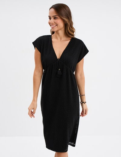 Robe dentelle manches courtes Liberto noir femme