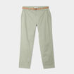 Pantalon chino 7/8&egrave;me ceinture tress&eacute;e vert kaki femme