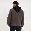Veste doubl&eacute;e capuche amovible en coton gris fonc&eacute; homme