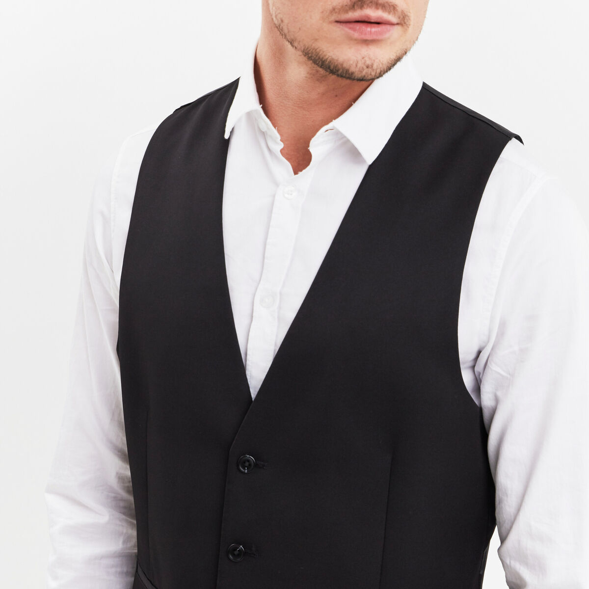Gilet de costume droit boutonné noir homme