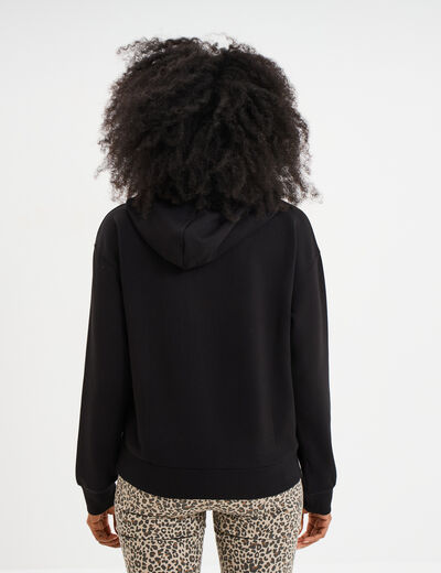 Sweat hoodie manches longues à capuche noir femme