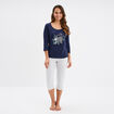 Ensemble pyjama corsaire 2 pièces coton bleu marine femme