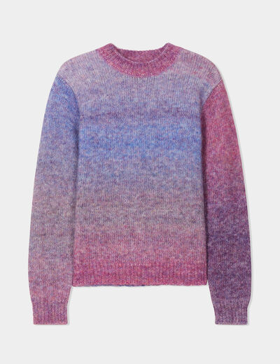 Pull col rond manches longues violet femme