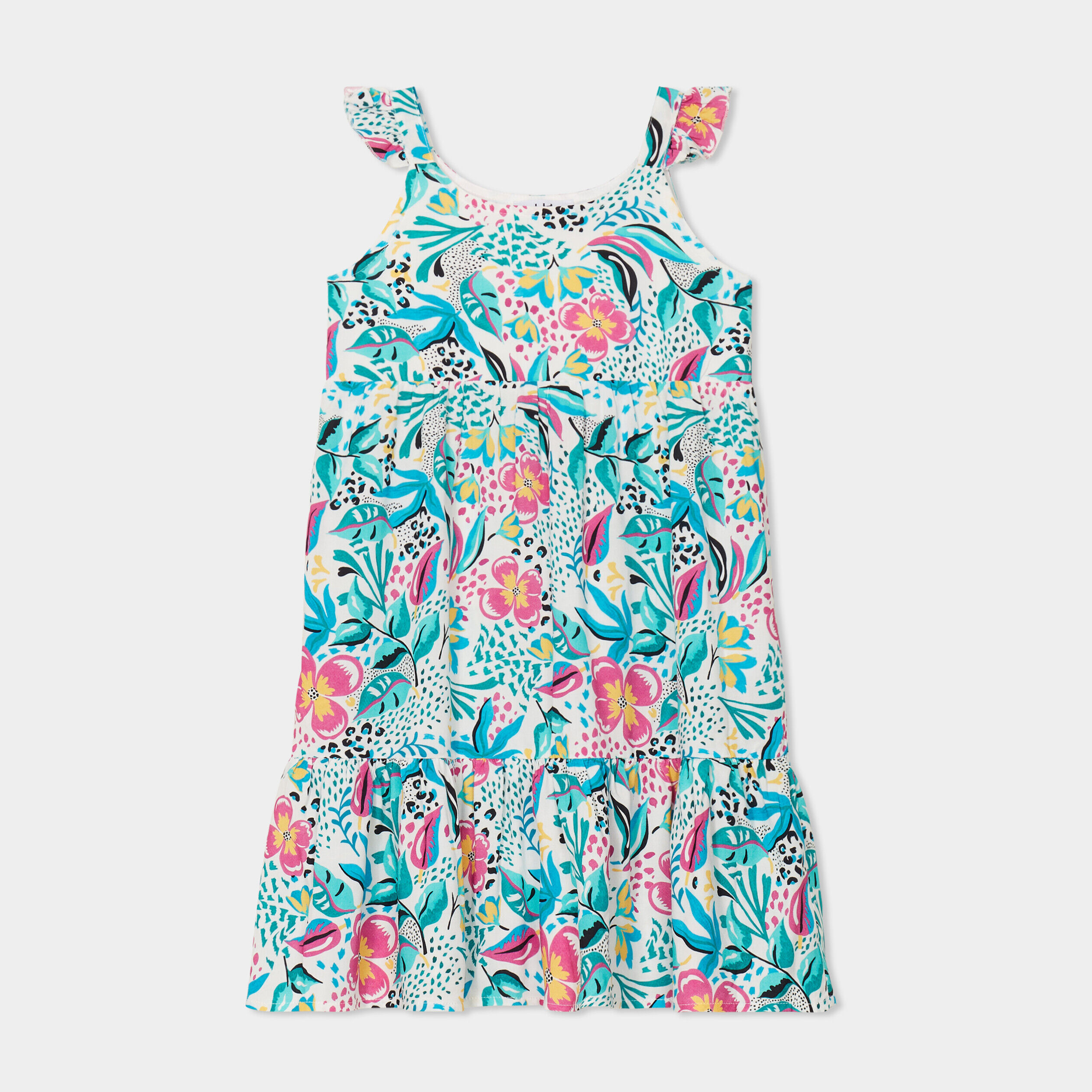 Robe bretelles à volants blanc fille LH