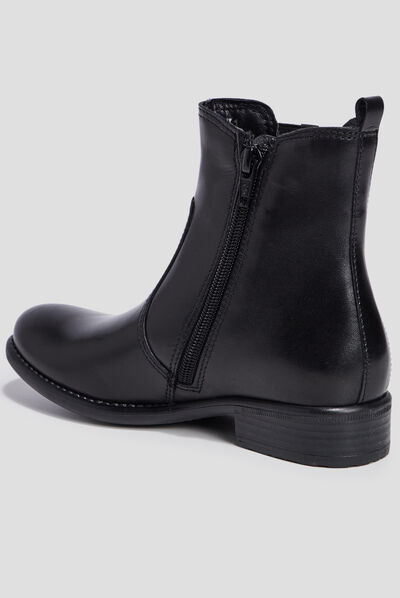 Bottines en cuir noir fille