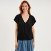 T-shirt dentelle avec boutons noir femme