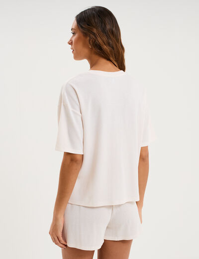 Ensemble pyjama short et t-shirt rose clair femme