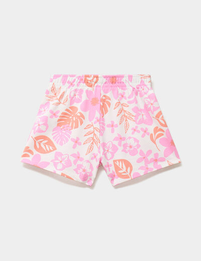 Short molletonn&eacute; &agrave; taille &eacute;lastiqu&eacute;e ecru fille
