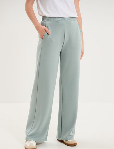 Pantalon de jogging large molletonn&eacute; bleu gris femme