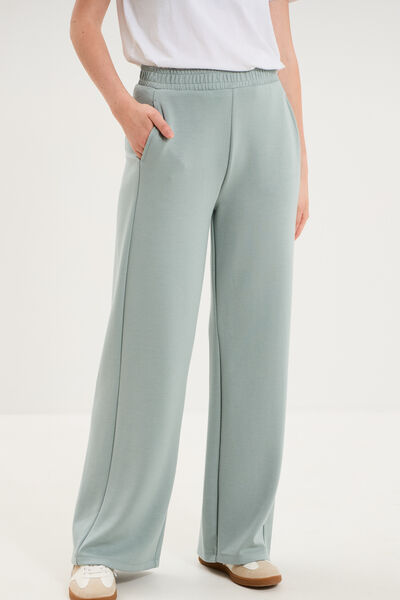 Pantalon de jogging large molletonn&eacute; bleu gris femme