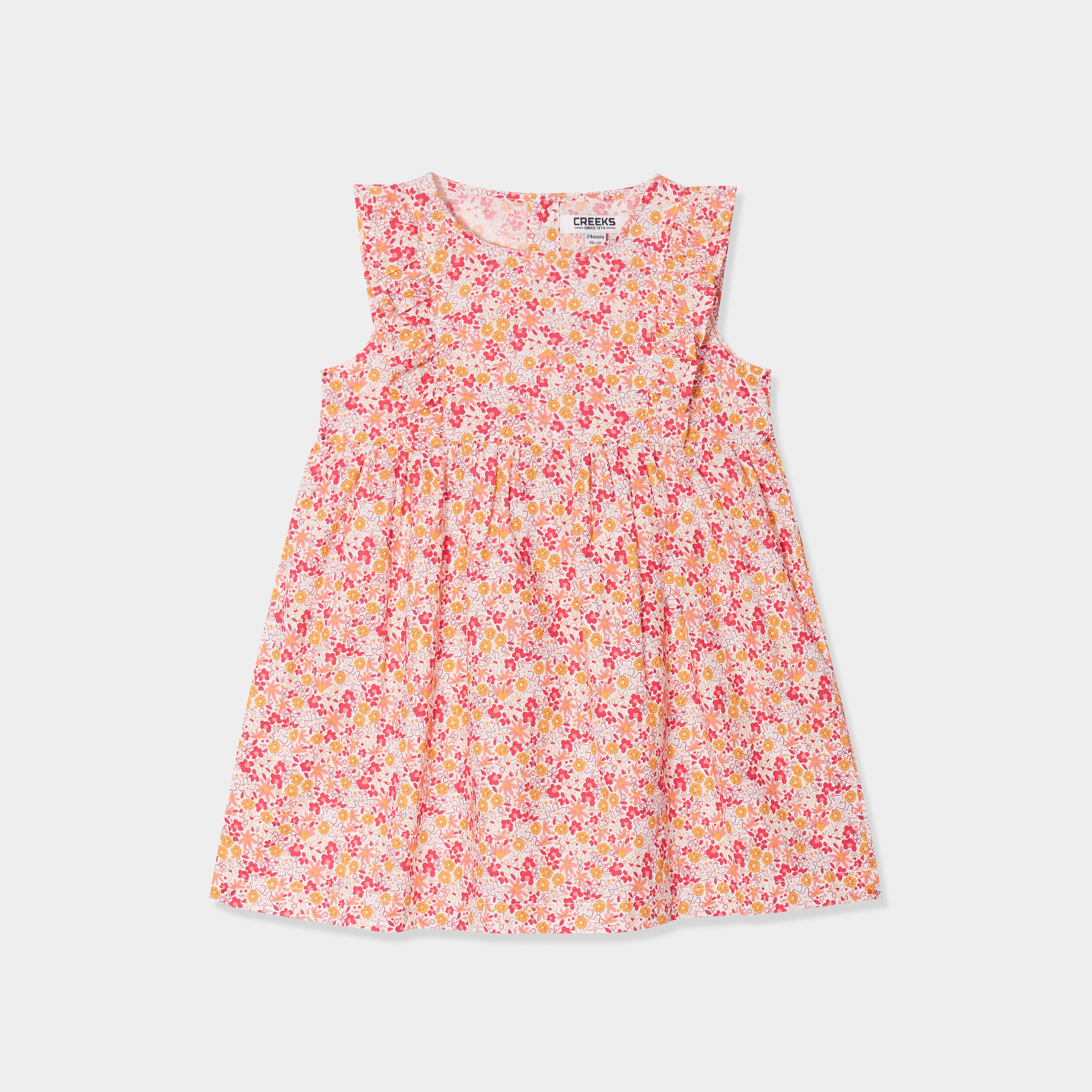 Robe patineuse avec volants coton Creeks blanc bébé fille CREEKS