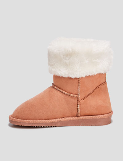 Bottines bout rond fourrées camel fille