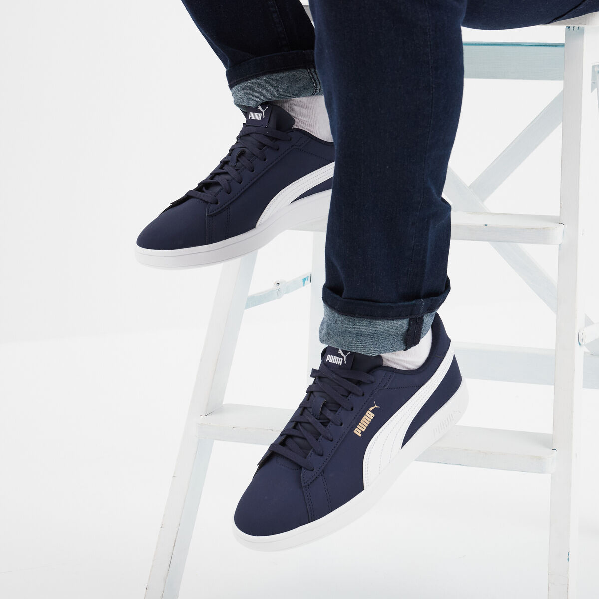 Tennis basses à lacets Puma Smash Buck bleu homme