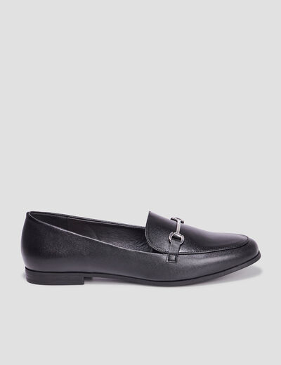 Mocassins plats avec boucles noir femme