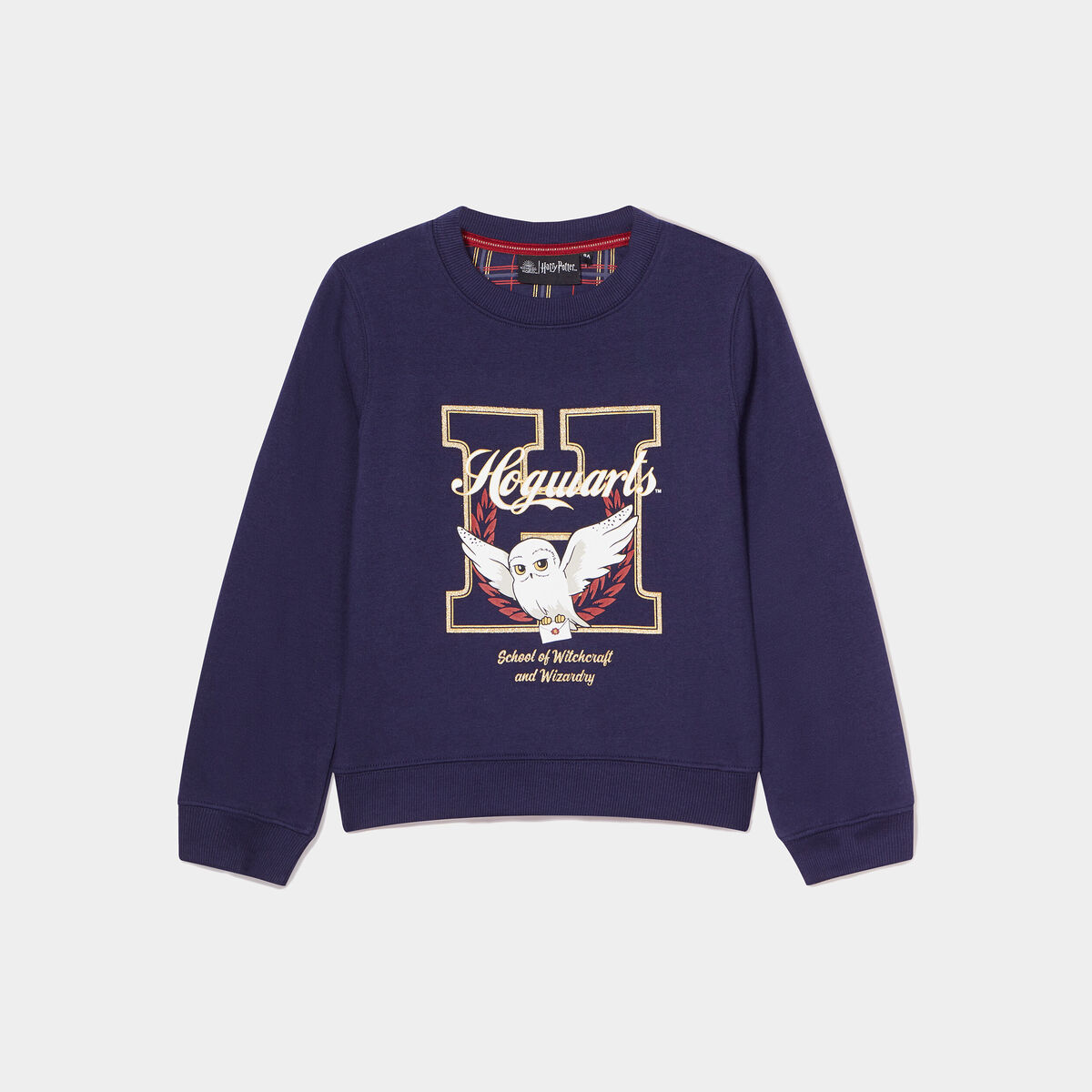 Sweat col rond coton Harry Potter bleu marine fille