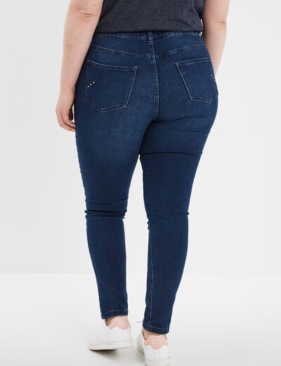 Jeans skinny 7/8ème à strass denim stone femme grande taille