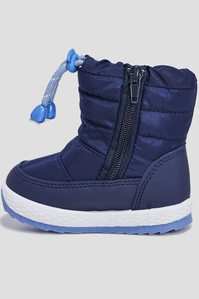 Bottes de neige cordon de resserrage bleu marine b&eacute;b&eacute; gar&ccedil;on