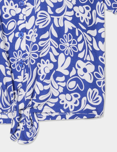 Chemise nouée manches courtes bleu roi fille