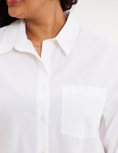 Chemise oversize manches longues coton blanc femme grande taille