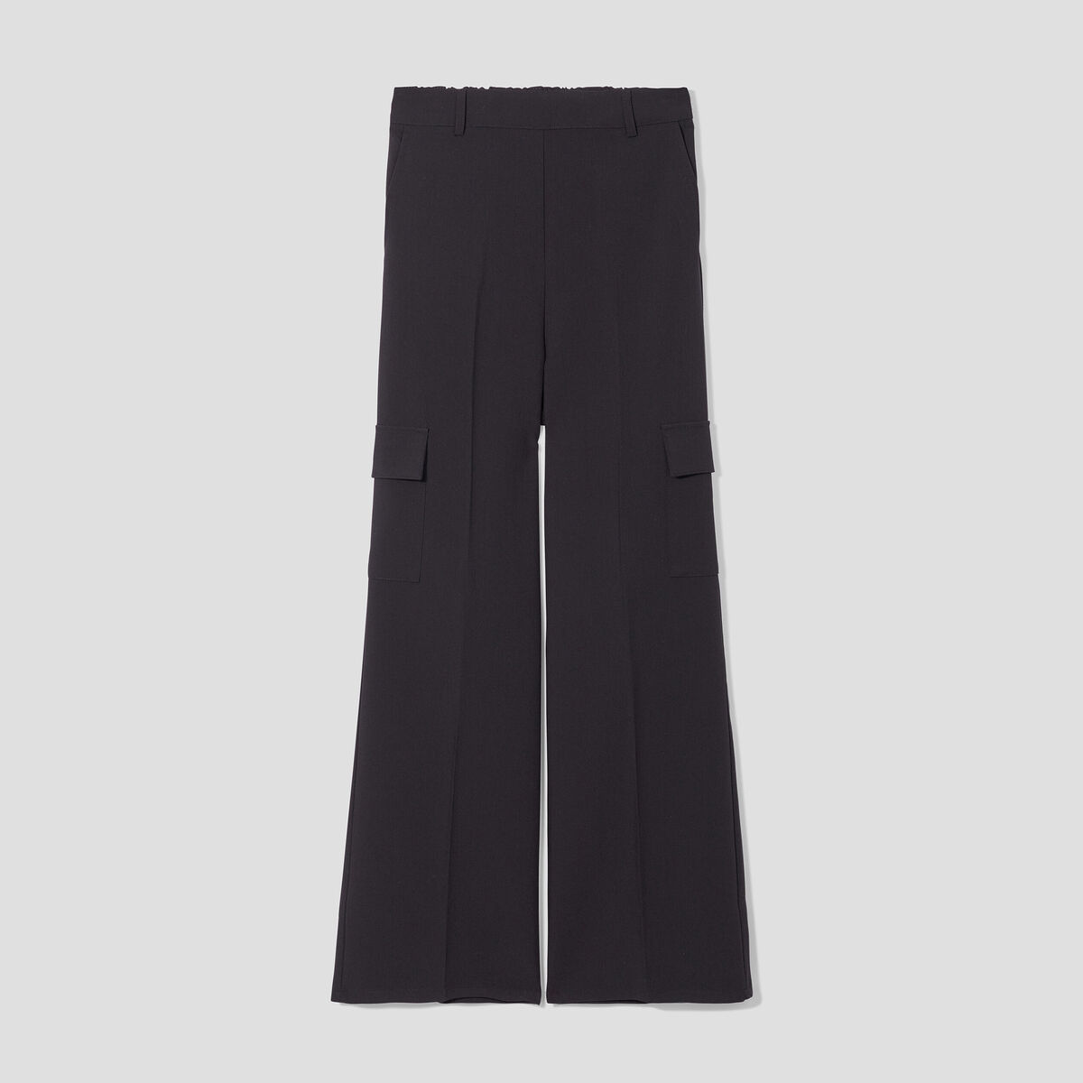 Pantalon large cargo &agrave; pinces noir femme
