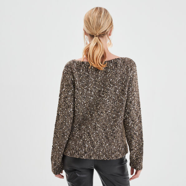 Pull manches longues vert kaki femme