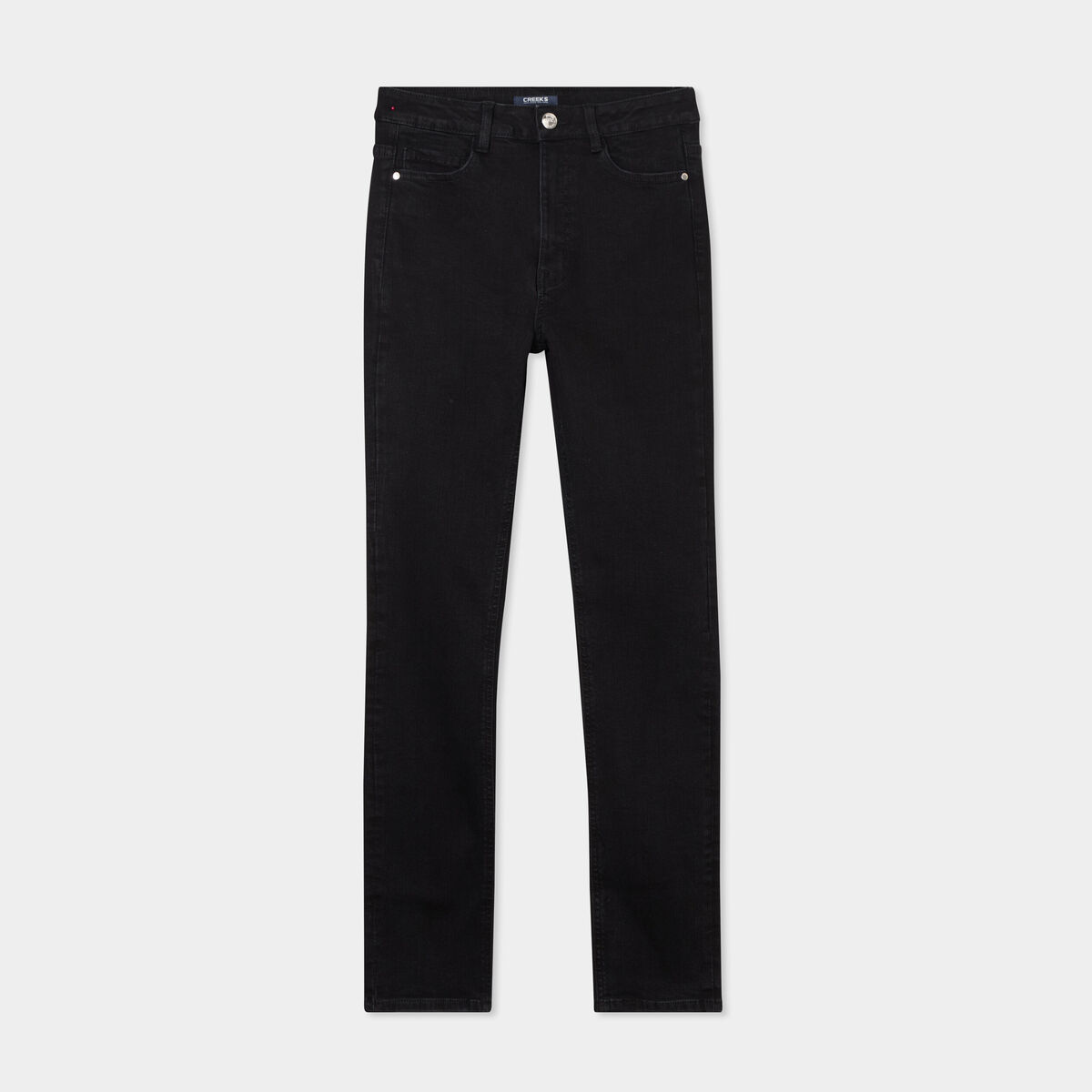 Jeans slim taille haute denim noir femme