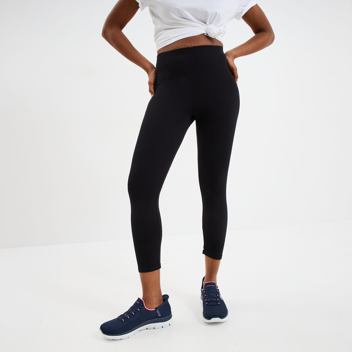 Legging élastiqué 7/8ème noir femme