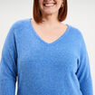 Pull col en V manches longues bleu femme grande taille