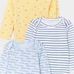 Lot 3 bodies manches longues en coton bleu ciel bébé garçon