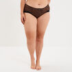 Shorty effet satin avec dentelle marron femme grande taille