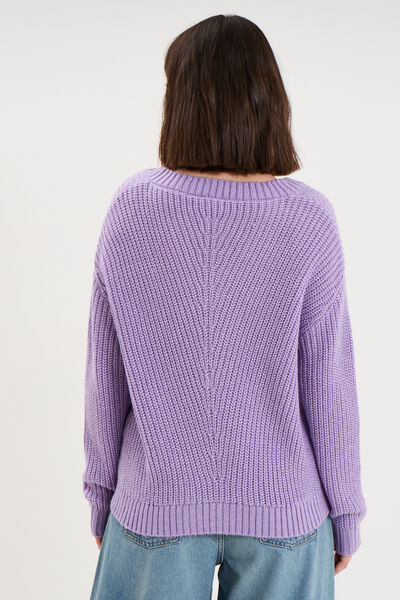 Pull col en V parme femme