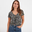 T-shirt taille nouée col en V Liberto noir femme