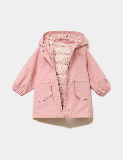 Parka 3 en 1 avec doudoune rose clair b&eacute;b&eacute; fille