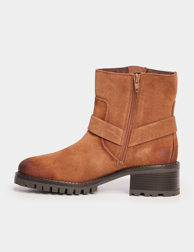 Bottines crantées en cuir Creeks marron femme