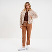 Pantalon droit taille élastiquée marron clair femme