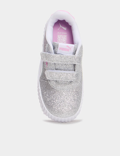 Baskets &agrave; scratchs et paillettes Puma gris argent fille