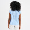 Blouse sans manches col tunisien coton bleu ciel femme