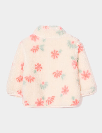 Veste zippée fausse laine de mouton creme bébé fille
