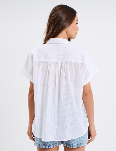 Chemise plumetis manches courtes coton blanc femme