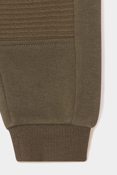 Jogging molleton taille élastiquée vert kaki bébé garçon