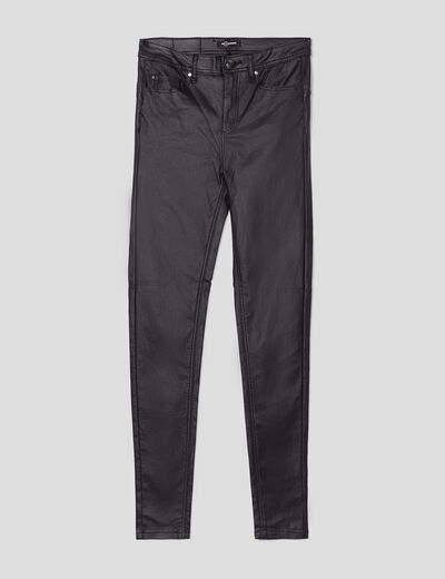 Pantalon enduit skinny push up noir femme