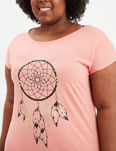 Chemise de nuit manches courtes coton vieux rose femme grande taille