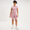 Short cycliste de sport taille haute mauve femme