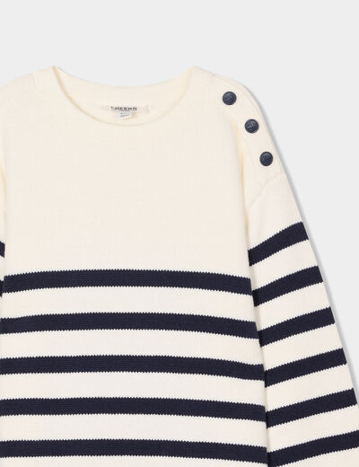 Robe pull droite manches longues Creeks ecru fille