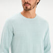 Pull droit col rond coton m&eacute;lang&eacute; bleu gris homme