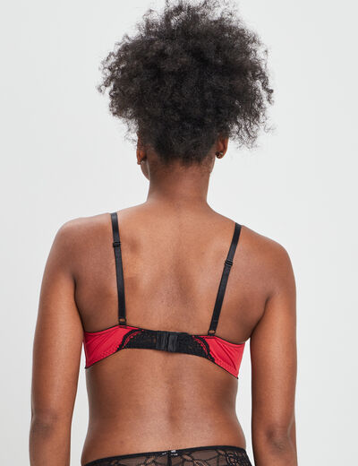 Soutien-gorge corbeille micro dentelle rouge femme