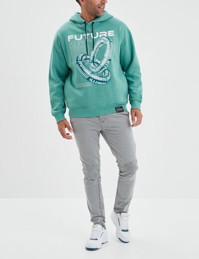 Sweat à capuche hoodie Liberto bleu turquoise homme