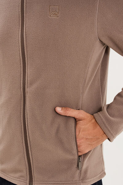 Veste polaire zipp&eacute; col montant gris homme